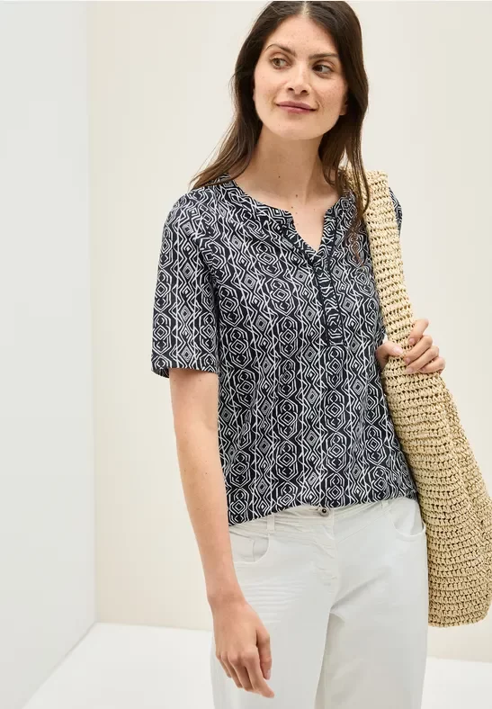 Cecil Damen Shirt im Tunika-Look in Blau, Gr: XS