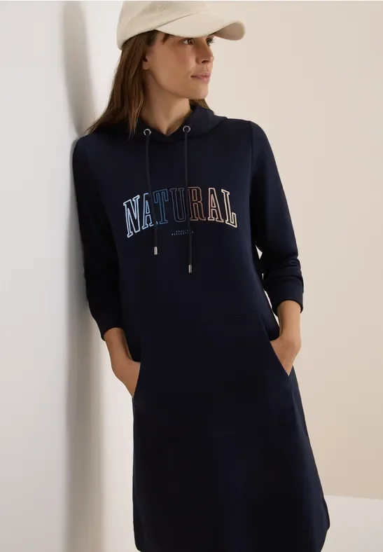 Thumbnail - Cecil Damen Sweatkleid mit Kapuze in Blau, Gr: 3XL