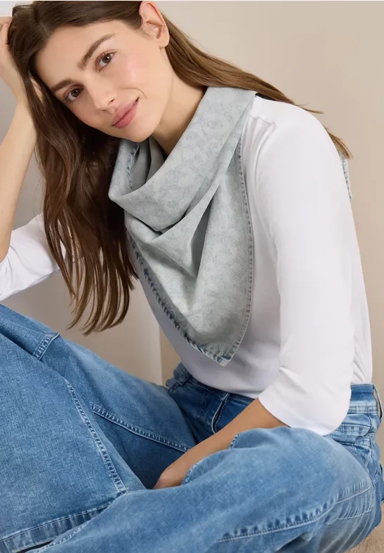 Cecil Damen Dreieckstuch mit Leo-Laser-Print in Blau, Gr: One size