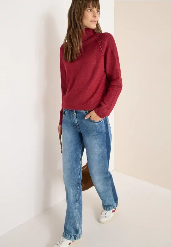 Cecil Damen Strukturmix Pullover in Rot, Gr: XS