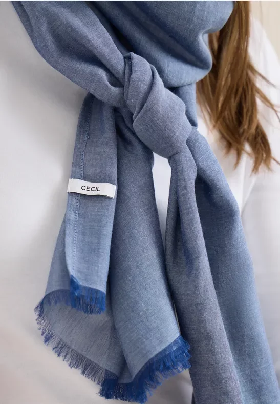 Cecil Damen Tuch in Unifarbe in Blau, Gr: One size