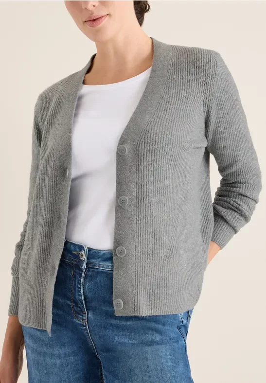Cecil Damen Cardigan mit Strukturdetail in Grau, Gr: XL