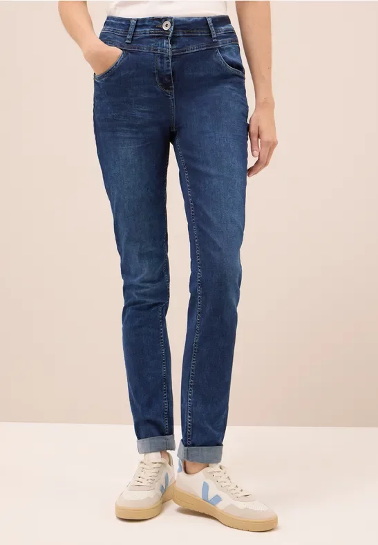 Cecil Damen Slim Fit Jeans in Blau, Gr: 30