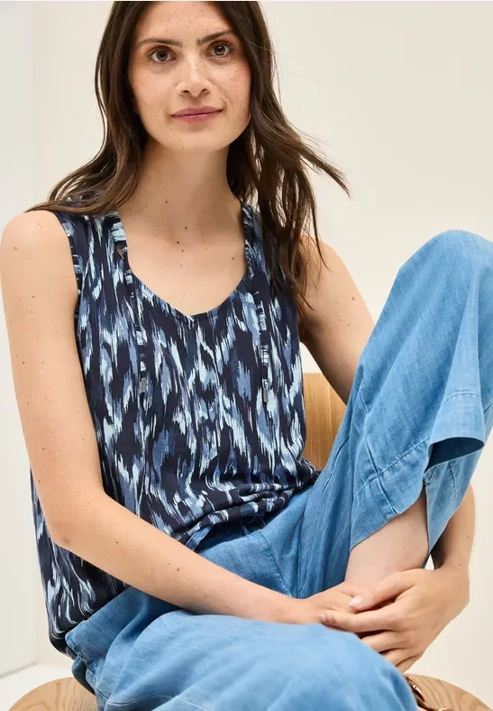 Thumbnail - Cecil Damen Gemustertes Top in Blau, Gr: M