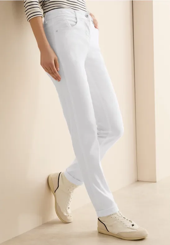 Cecil Damen Slim Fit Jeans in Weiß, Gr: 32