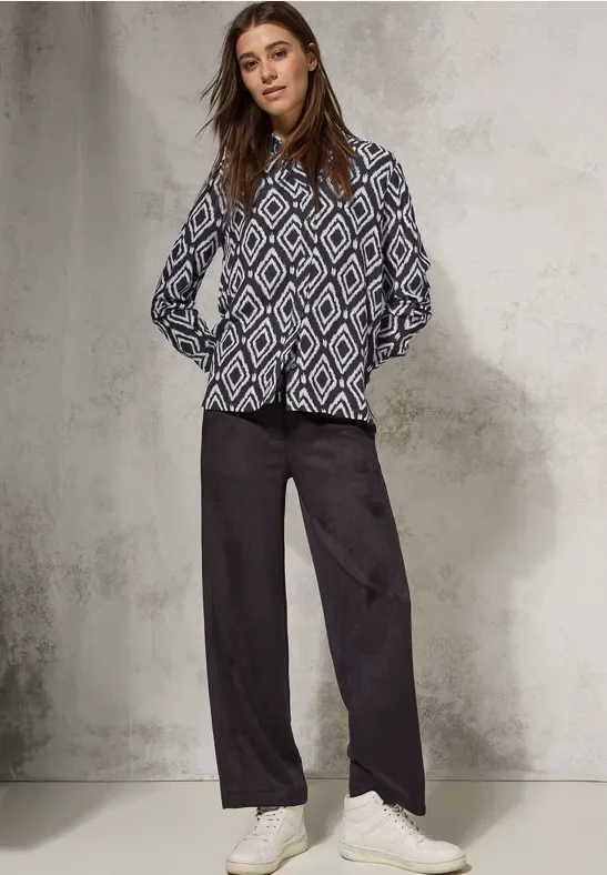 Thumbnail - Cecil Damen Bedruckte Longbluse in Grau, Gr: S