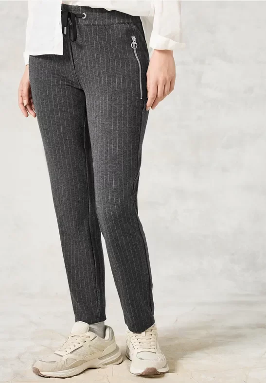 Thumbnail - Cecil Damen Hose im Nadelstreifen-Look in Grau, Gr: M