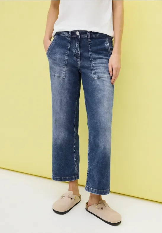 Cecil Damen 7/8 Jeans mit Patch Pockets in Blau, Gr: 33