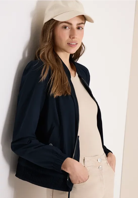 Cecil Damen Blouson mit Tunnelzug und Mesh-Details in Blau, Gr: XL