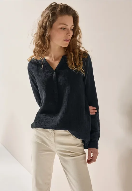 Cecil Damen Musselin Bluse in Schwarz, Gr: XS