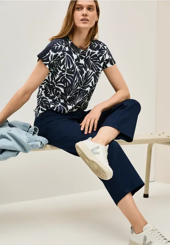 Cecil Damen Print Shirt mit Details in Blau, Gr: S