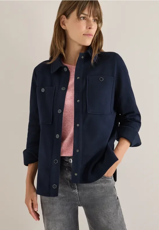 Thumbnail - Cecil Damen Overshirt mit Struktur in Blau, Gr: XXL