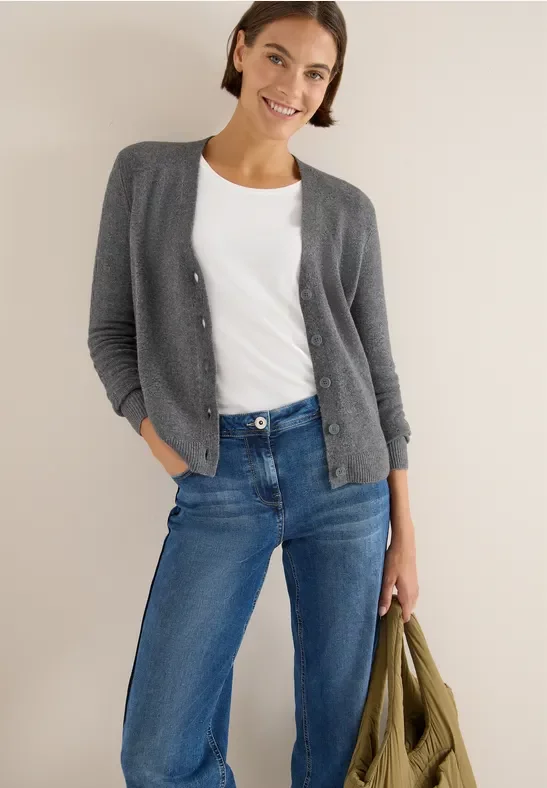 Cecil Damen Cardingan mit Strickdetails in Grau, Gr: M