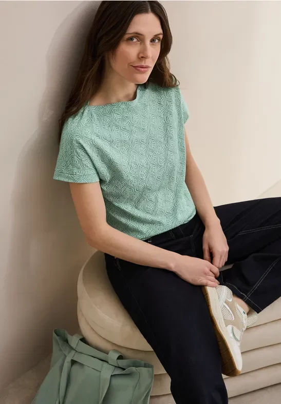 Thumbnail - Cecil Damen Melange-Look Shirt in Grün, Gr: XL