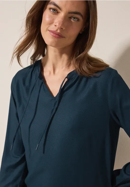 Cecil Damen Bluse mit elastischem Saum in Blau, Gr: XXL