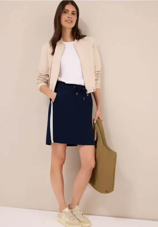 Thumbnail - Cecil Damen Gallonstreifen Jogg Skirt in Blau, Gr: L