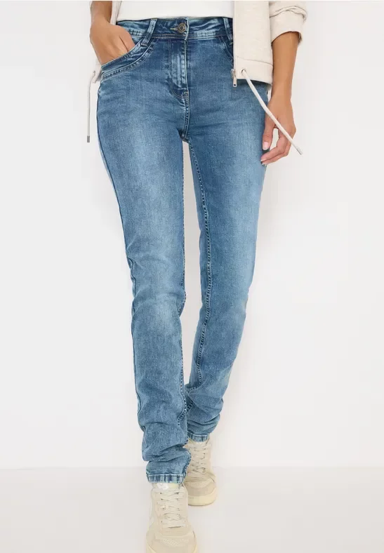 Cecil Damen Slim Fit Jeans in Blau, Gr: 30