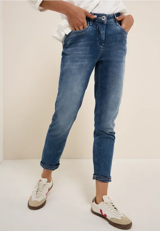 Thumbnail - Cecil Damen 7/8-Jeans mit Turn-Up Detail in Blau, Gr: 29