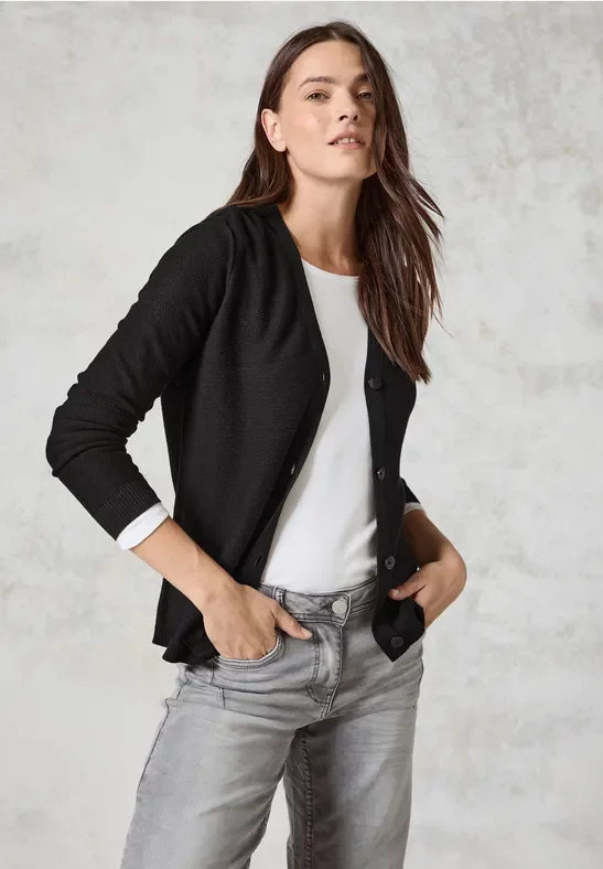 Cecil Damen Struktur-Cardigan in Schwarz, Gr: L