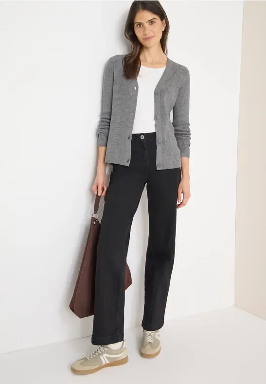 Cecil Damen Cardigan in Rippstruktur in Grau, Gr: XS