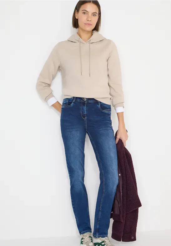 Cecil Damen Wide Leg Jeans in Blau, Gr: 31