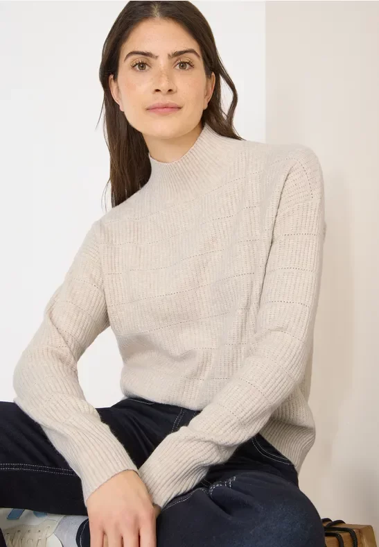 Thumbnail - Cecil Damen Strukturmix Pullover in Beige, Gr: XXL