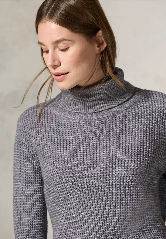 Thumbnail - Cecil Damen Softer Rollkragenpullover in Grau, Gr: XL