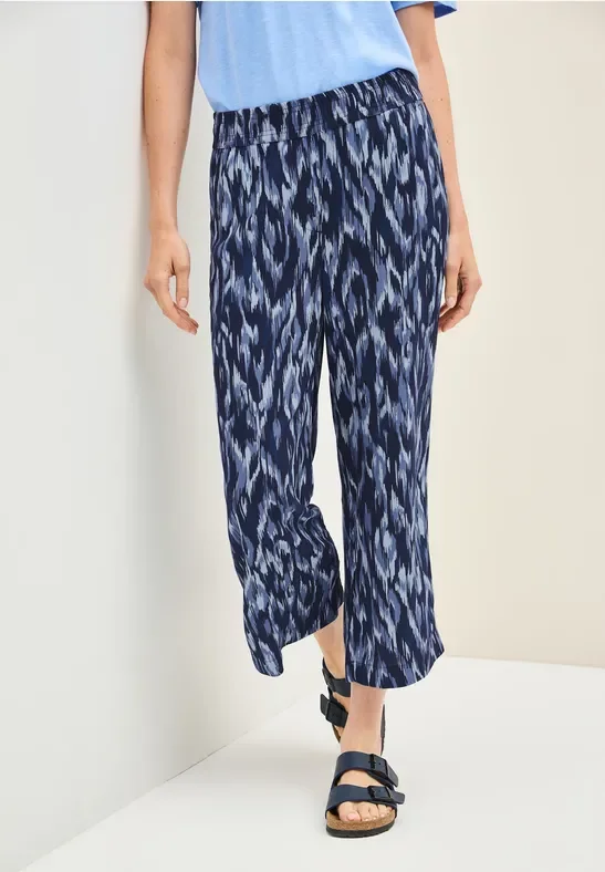 Thumbnail - Cecil Damen Gemusterte Wide Leg Hose in Blau, Gr: L