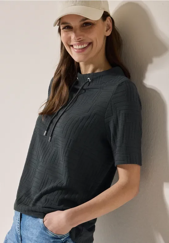 Thumbnail - Cecil Damen Jaquard T-Shirt in Grün, Gr: L