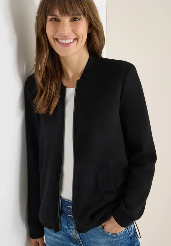 Cecil Damen Softe Piquée Jacke in Schwarz, Gr: M