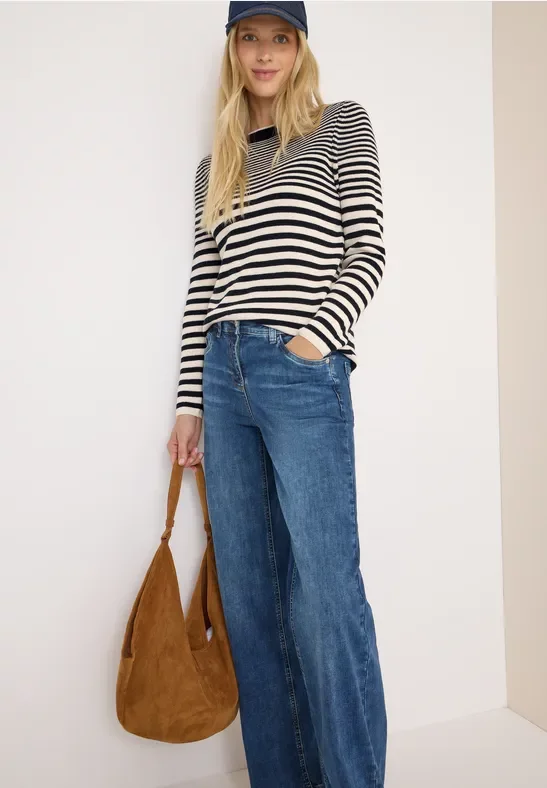 Cecil Damen Gestreifter Pullover in Blau, Gr: 3XL