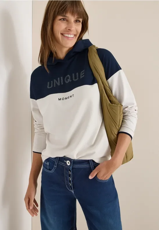 Thumbnail - Cecil Damen Color Block Hoodie in Blau, Gr: L