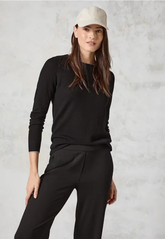 Thumbnail - Cecil Damen Feinstrickpullover in Schwarz, Gr: L