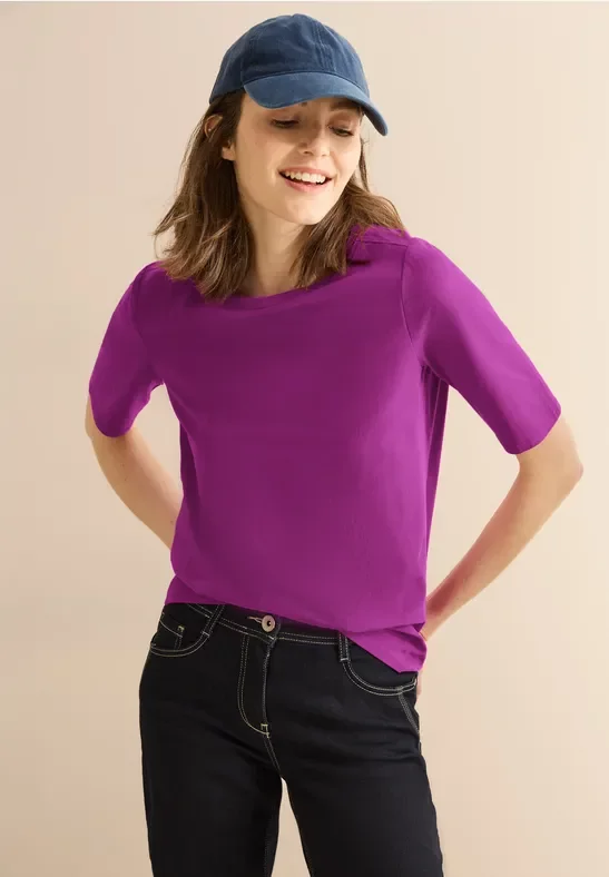 Cecil Damen Basic T-Shirt in Pink, Gr: M