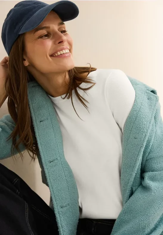 Cecil Damen Basic Rippstruktur T-Shirt in Weiß, Gr: M