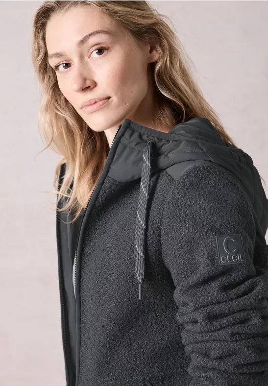 Cecil Damen Strukturmix-Jacke in Grau, Gr: XXL