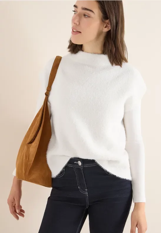 Cecil Damen Two-Tone Federgarn Pullunder in Grau, Gr: L