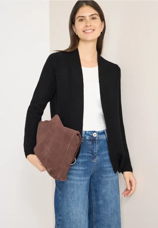 Cecil Damen Offener Cosy Cardigan in Schwarz, Gr: L