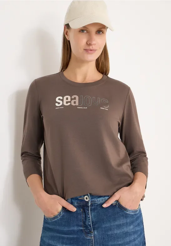 Cecil Damen T-Shirt mit Frontprint in Beige, Gr: XXL
