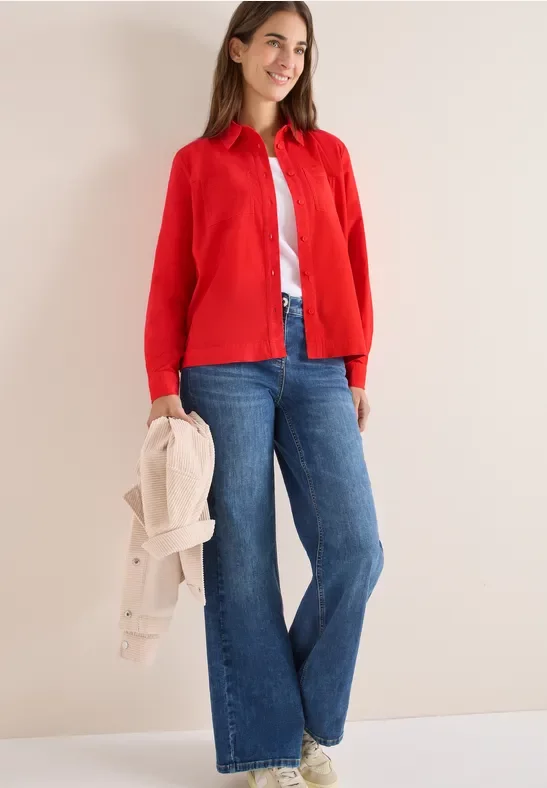 Thumbnail - Cecil Damen Cord Hemdbluse in Orange, Gr: S