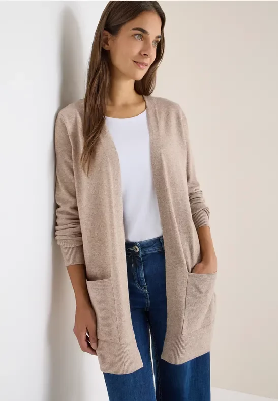 Thumbnail - Cecil Damen Offener Cosy Cardigan in Beige, Gr: S