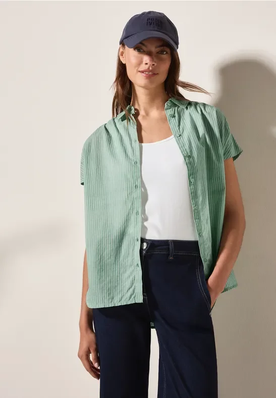 Thumbnail - Cecil Damen Gestreifte Hemdbluse in Grün, Gr: XS