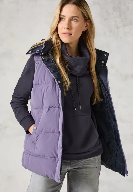 Thumbnail - Cecil Damen Sweatshirt mit Schalkragen in Grau, Gr: XS