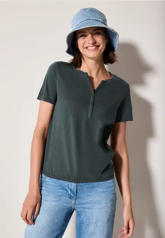 Thumbnail - Cecil Damen T-Shirt im Tunika-Look in Grün, Gr: L