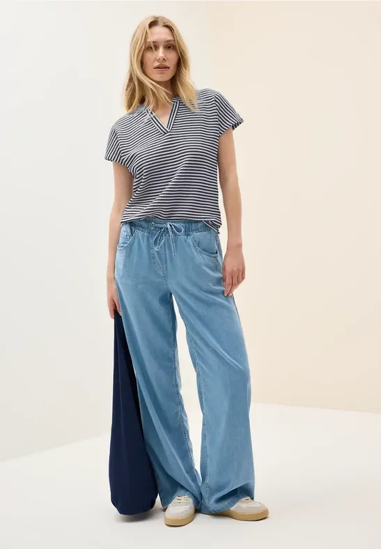 Thumbnail - Cecil Damen Gestreiftes Strukturshirt in Blau, Gr: S