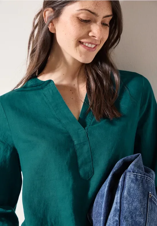 Cecil Damen Leinenbluse in Grün, Gr: XS