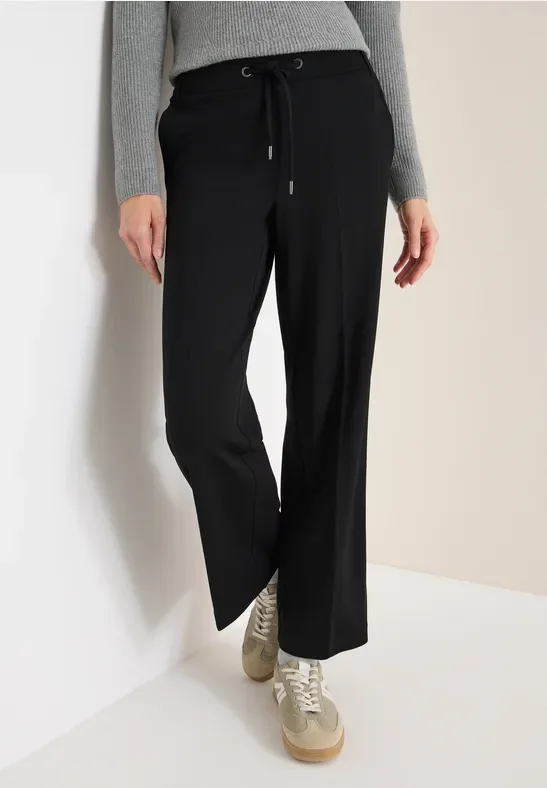 Cecil Damen Straight Leg Jersey-Hose in Schwarz, Gr: XXL