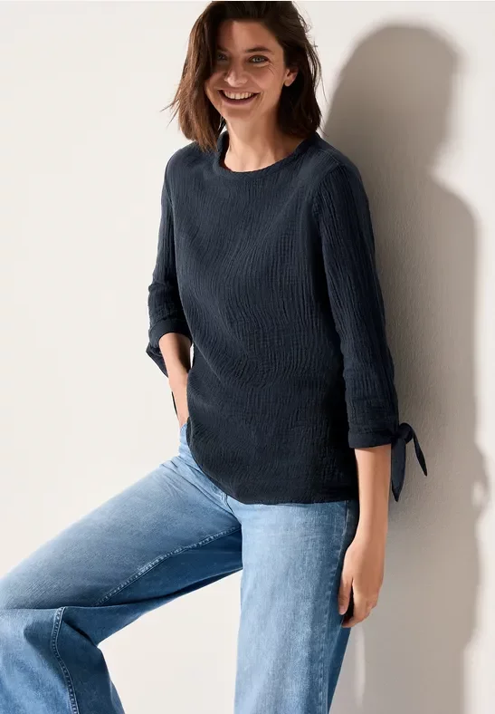 Cecil Damen Musselin Bluse in Blau, Gr: XS