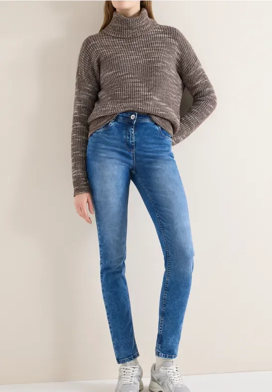 Cecil Damen Slim Leg Jeans in Blau, Gr: 38