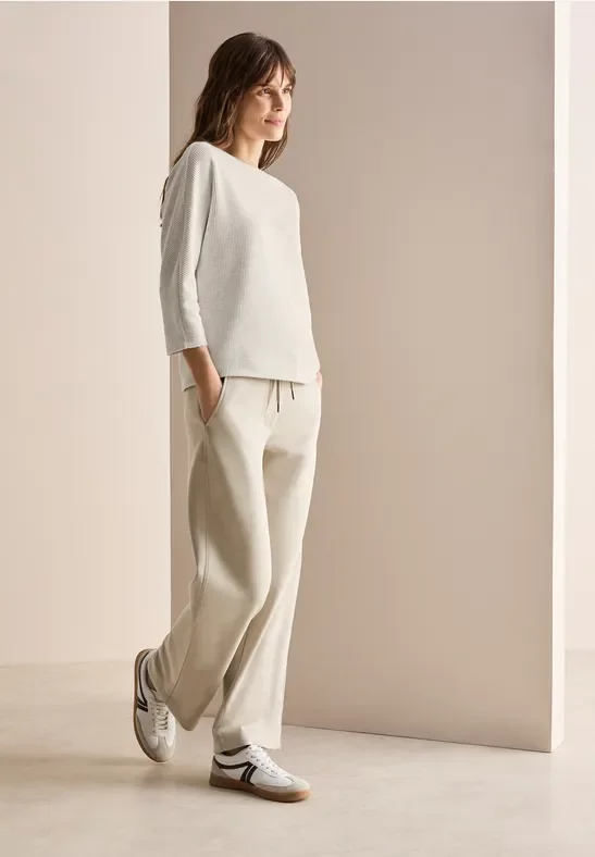 Cecil Damen Kurzes Melange Shirt in Beige, Gr: XXL